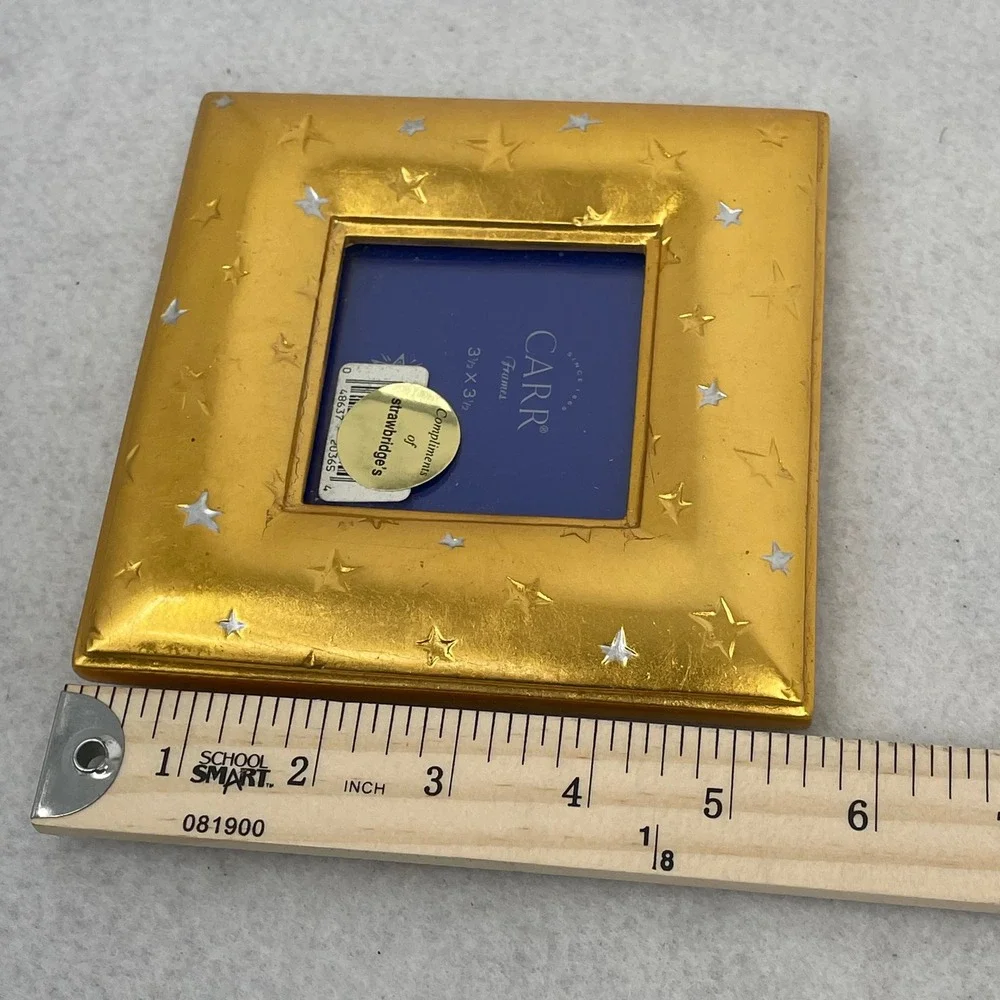 Vintage 1997 Carr Frames Gold Star Celestial Square Photo Frame 3.5x3.5